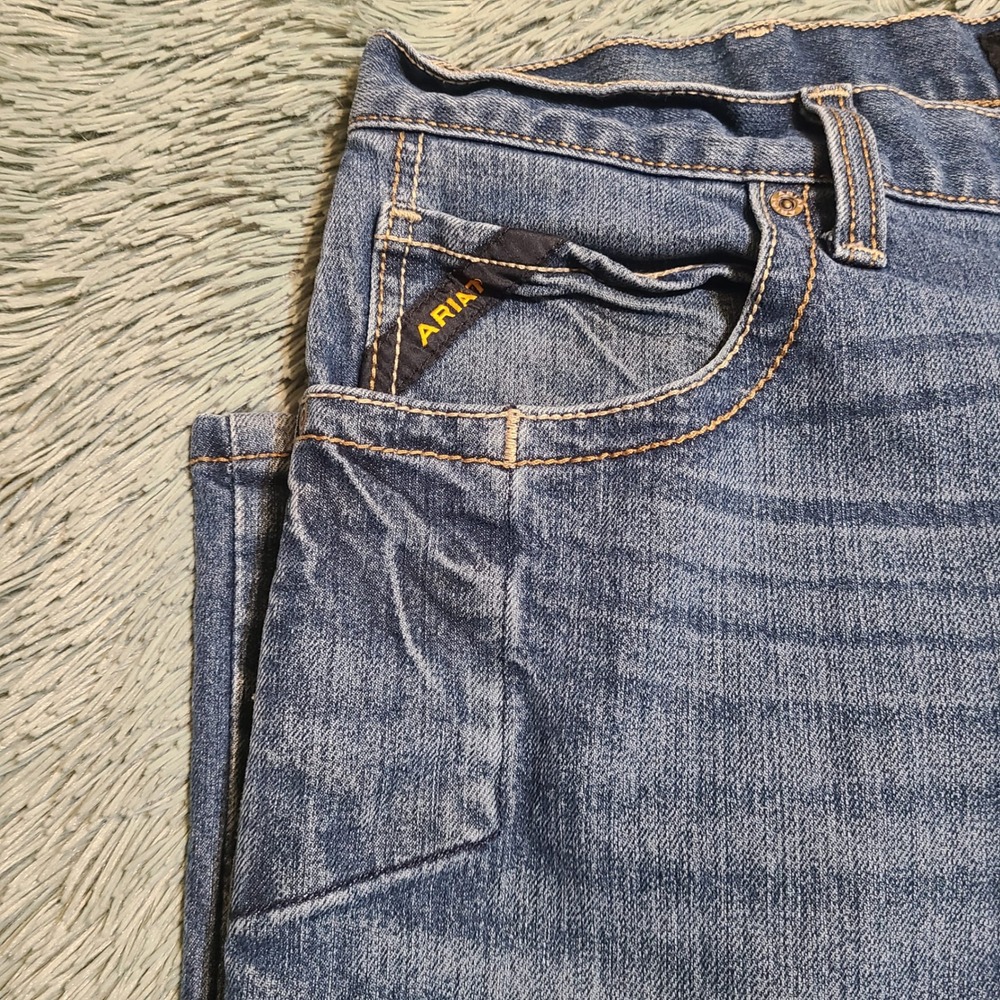Ariat Rebar M5 Mens Denim Work Jeans Straight Leg Knife Pocket 42x30 Fits‎ 41x29 - Picture 4 of 7